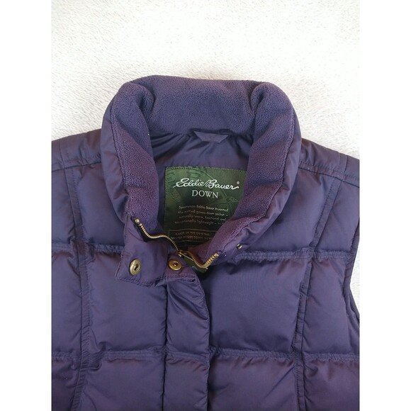 Eddie Bauer Premium Quality Goose Down Vest Women's XS Purple Puffer - Picture 7 of 11